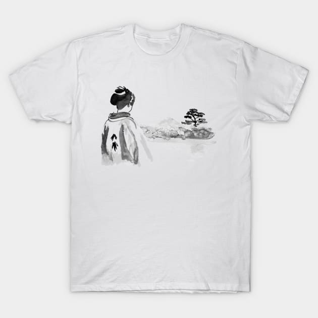 the geisha is watching T-Shirt by pechane